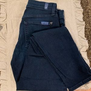 7 For All Mankind high waist ankle Gwenevere skinny jeans. Dark wash.
